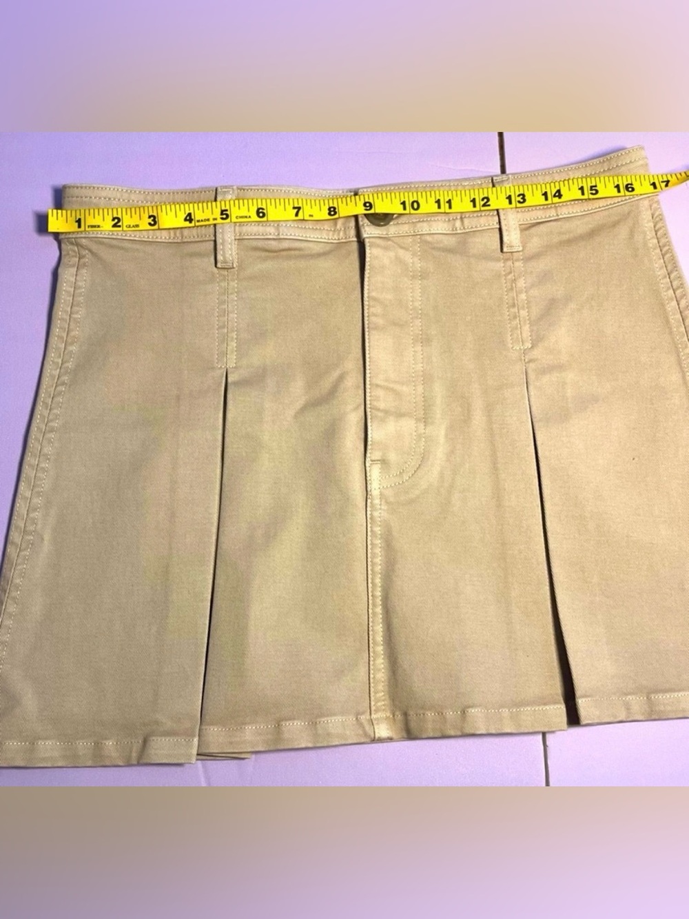 DL 1961 Size 28 Utility Mini Skirt Almond Soft Khaki Twill Classic Pleat Cotton - Picture 11 of 14